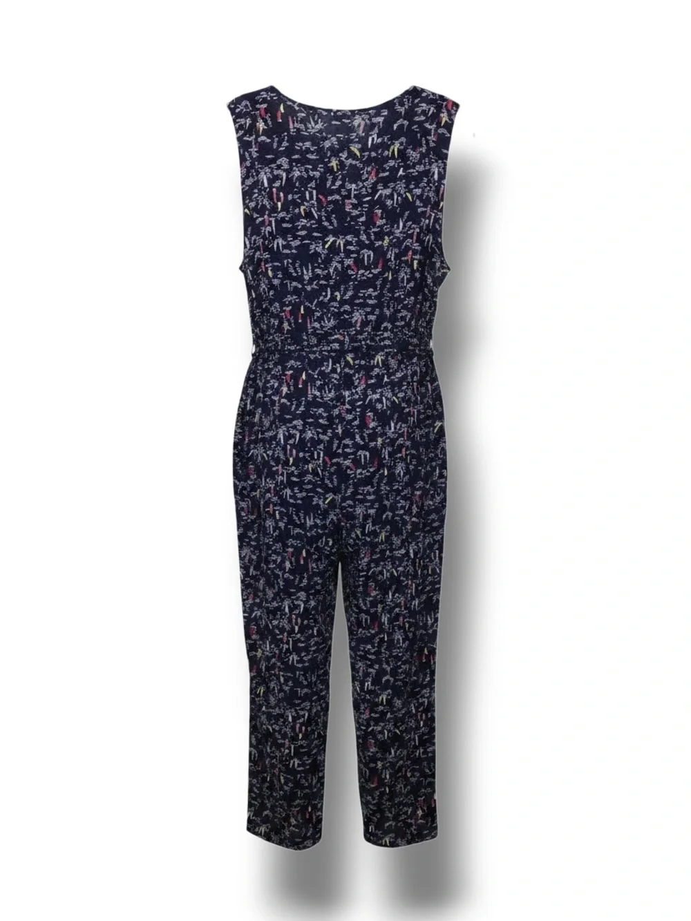 Bobeau Women’s Plus Sleeveless Wrap Front Jumpsuit, Blue Nautica, size 2X